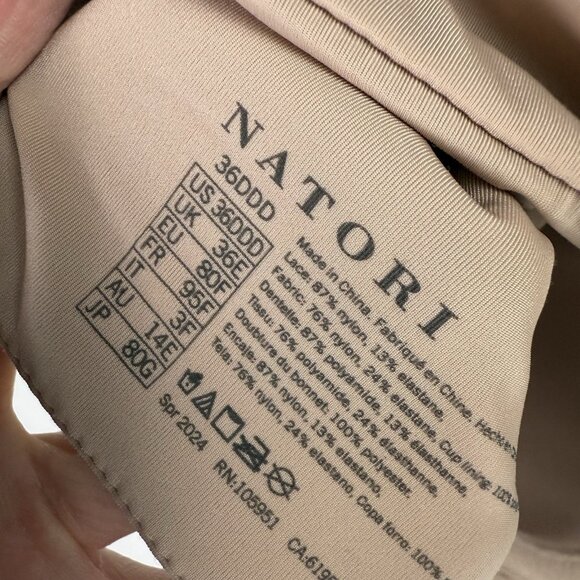 Natori 36DDD Beige Lace Underwire Bra Full Coverage Smooth T-Shirt Everyday Fit - Picture 5 of 5